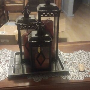 Elegant Black Metal Lantern Trio